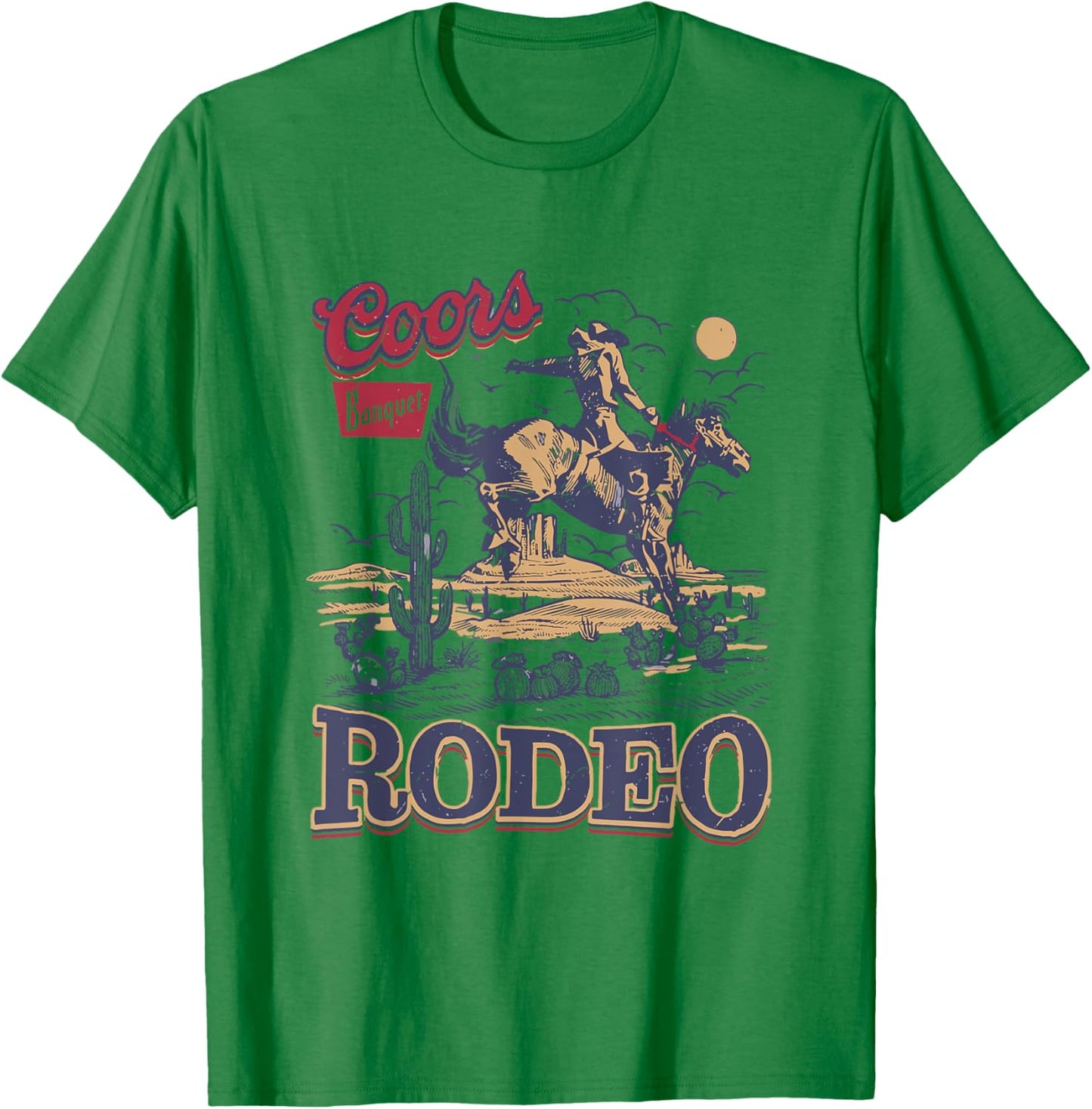 Cowboys Rodeo Retro Western Cowboy Riding Horse T-Shirt - T-Shirt | Irish Green