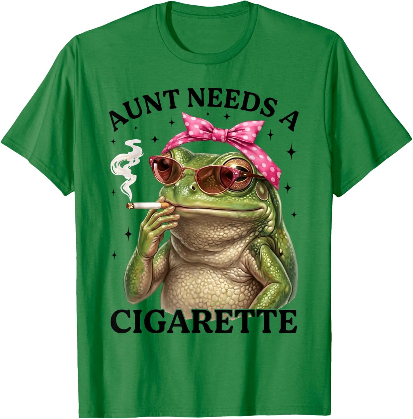 Aunt Needs A Cigarette Funny Smoking Frog Mother's Day T-Shirt - T-Shirt | Irish Green