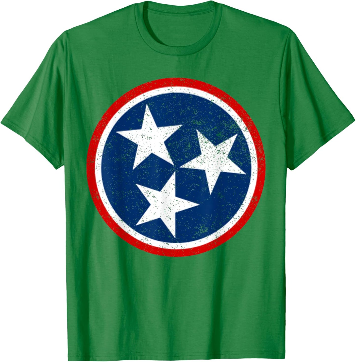 Tennessee Volunteer State - Distressed Tristar Flag Shirt T-Shirt - T-Shirt | Irish Green