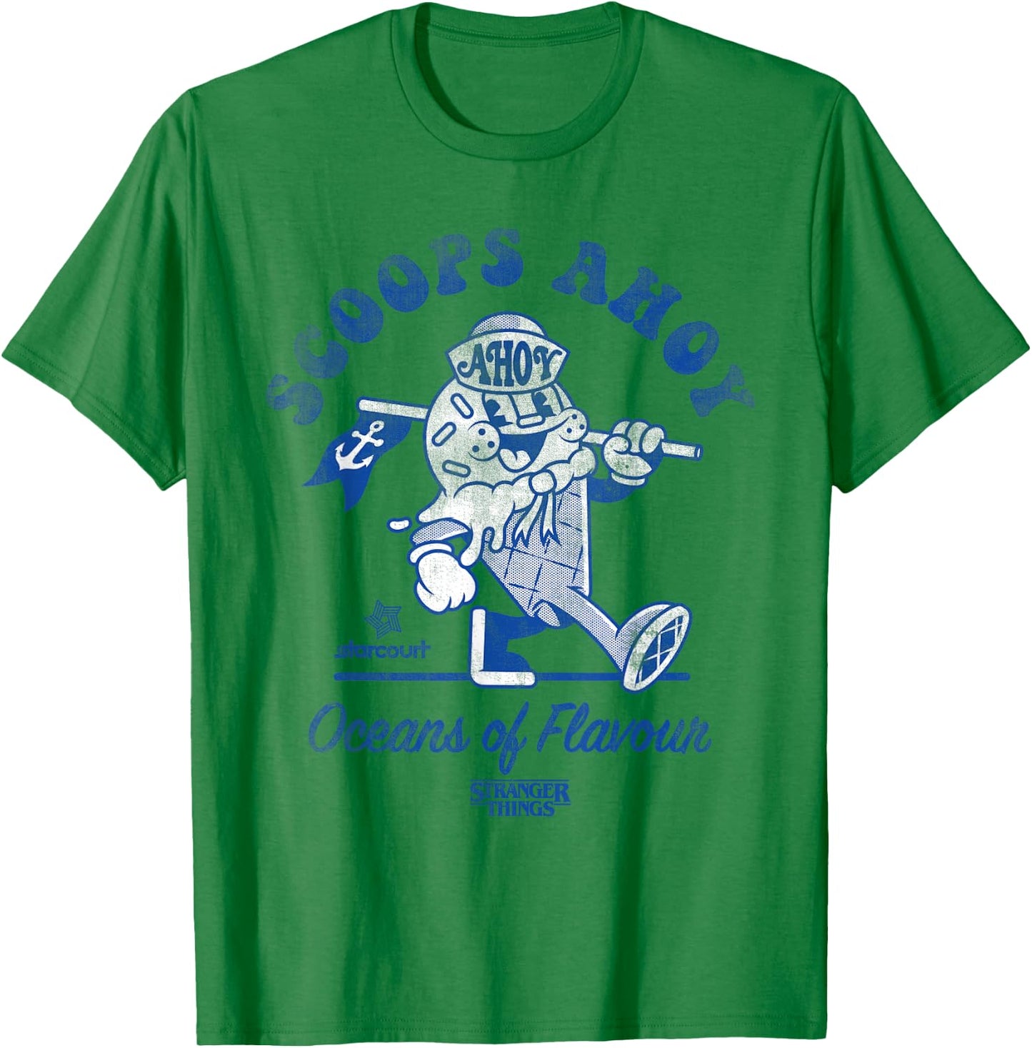Stranger Things Scoops Ahoy Retro , white, S T-Shirt - T-Shirt | Irish Green
