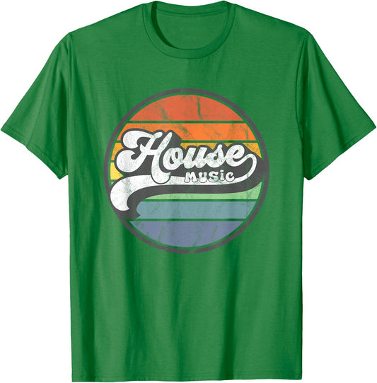 House Music - Retro DJ Sunset T-Shirt - T-Shirt | Irish Green