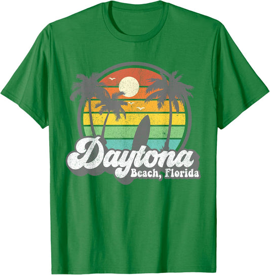 Vintage Daytona Beach Florida Surfing Retro 70's Surf Gift Women Girls Kids T-Shirt - T-Shirt | Irish Green