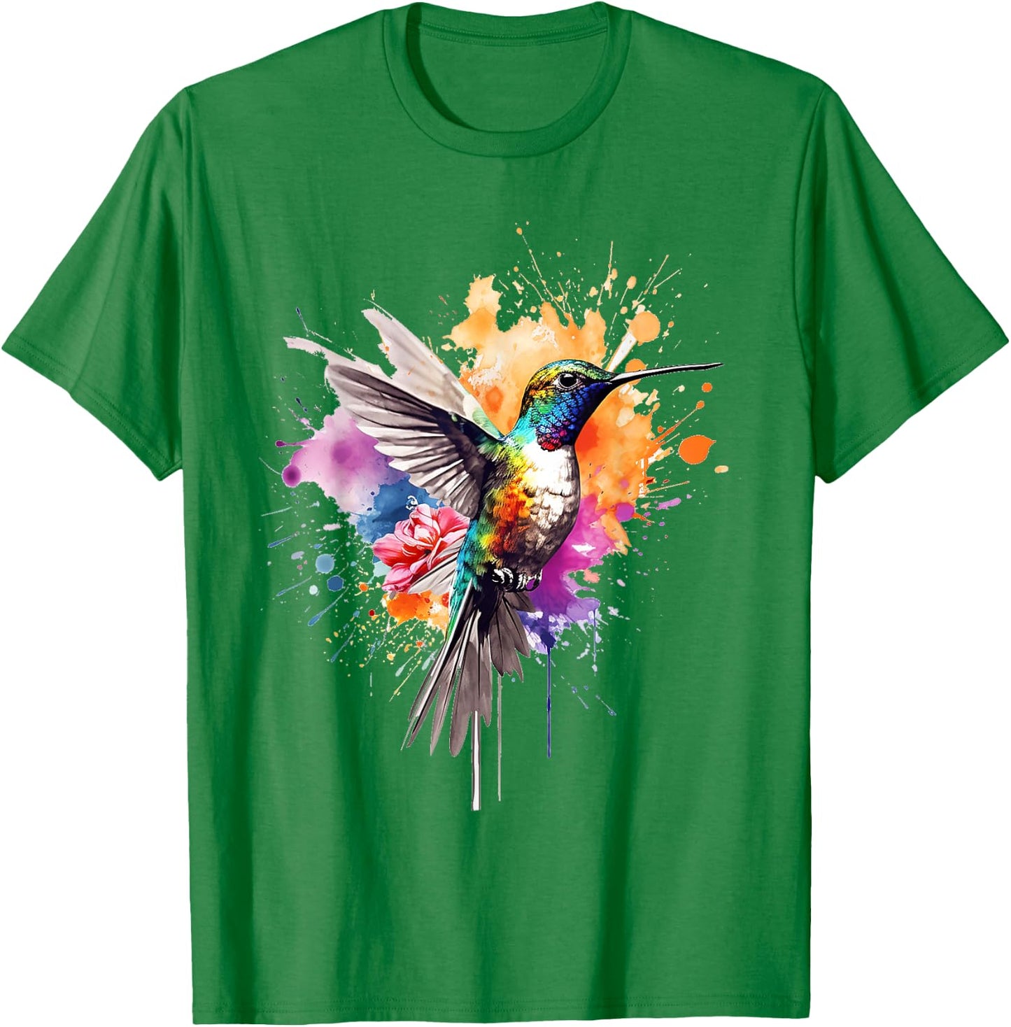 Hummingbird Animal Zoo Colourful Hummingbird , White T-Shirt - T-Shirt | Irish Green