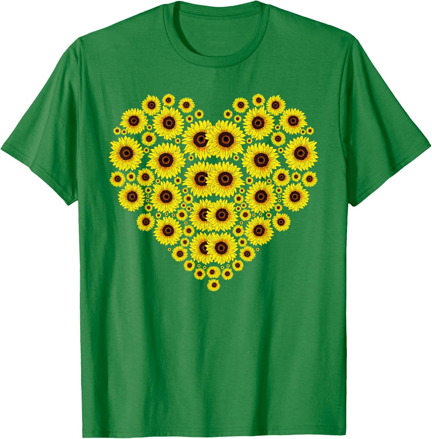 Hippie Sunflowers Blossoms Heart Nature Yellow Sunflower , White T-Shirt - T-Shirt | Irish Green
