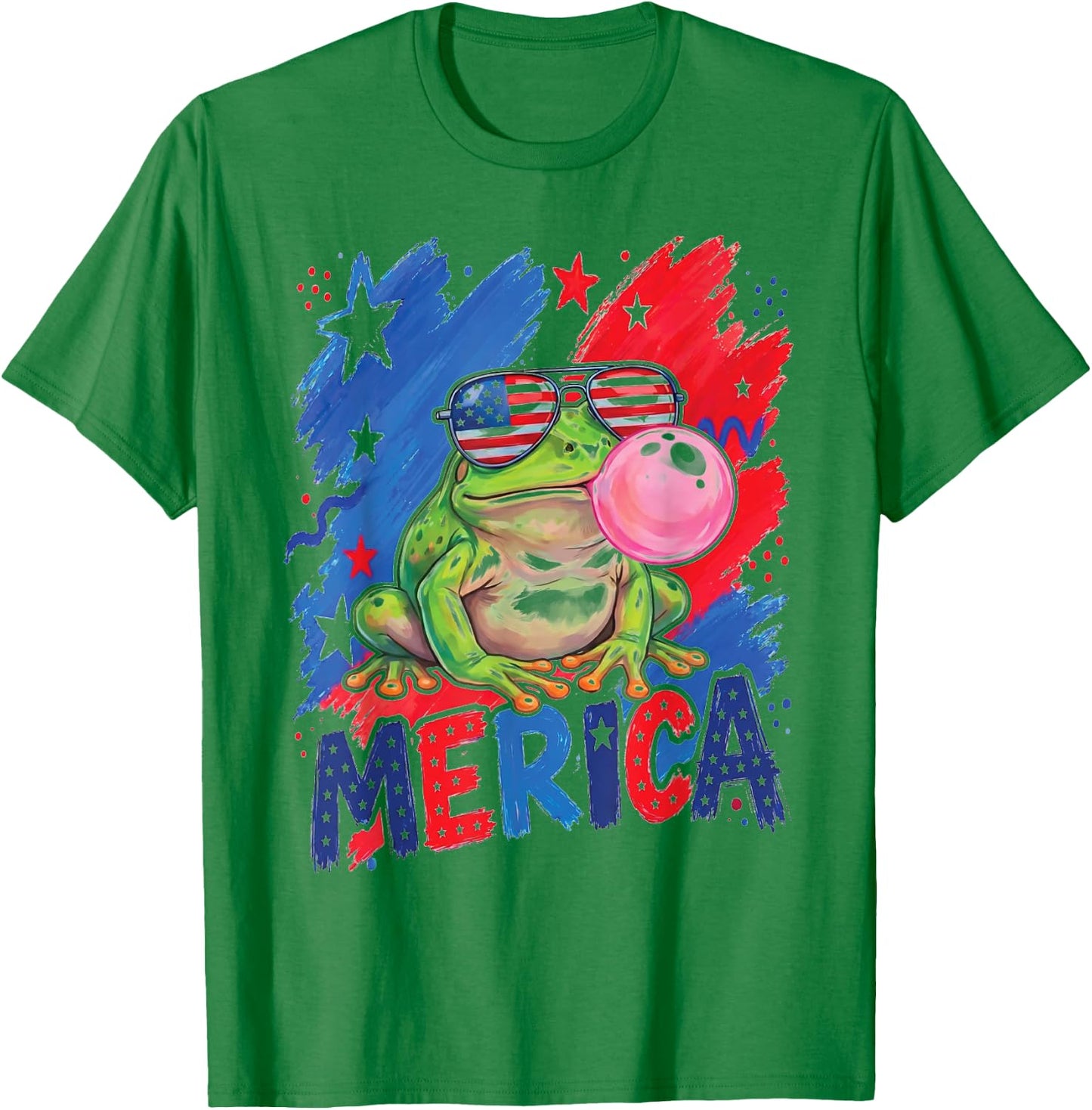 Frog 4th of July Men Women American Flag USA T-Shirt - T-Shirt | Irish Green