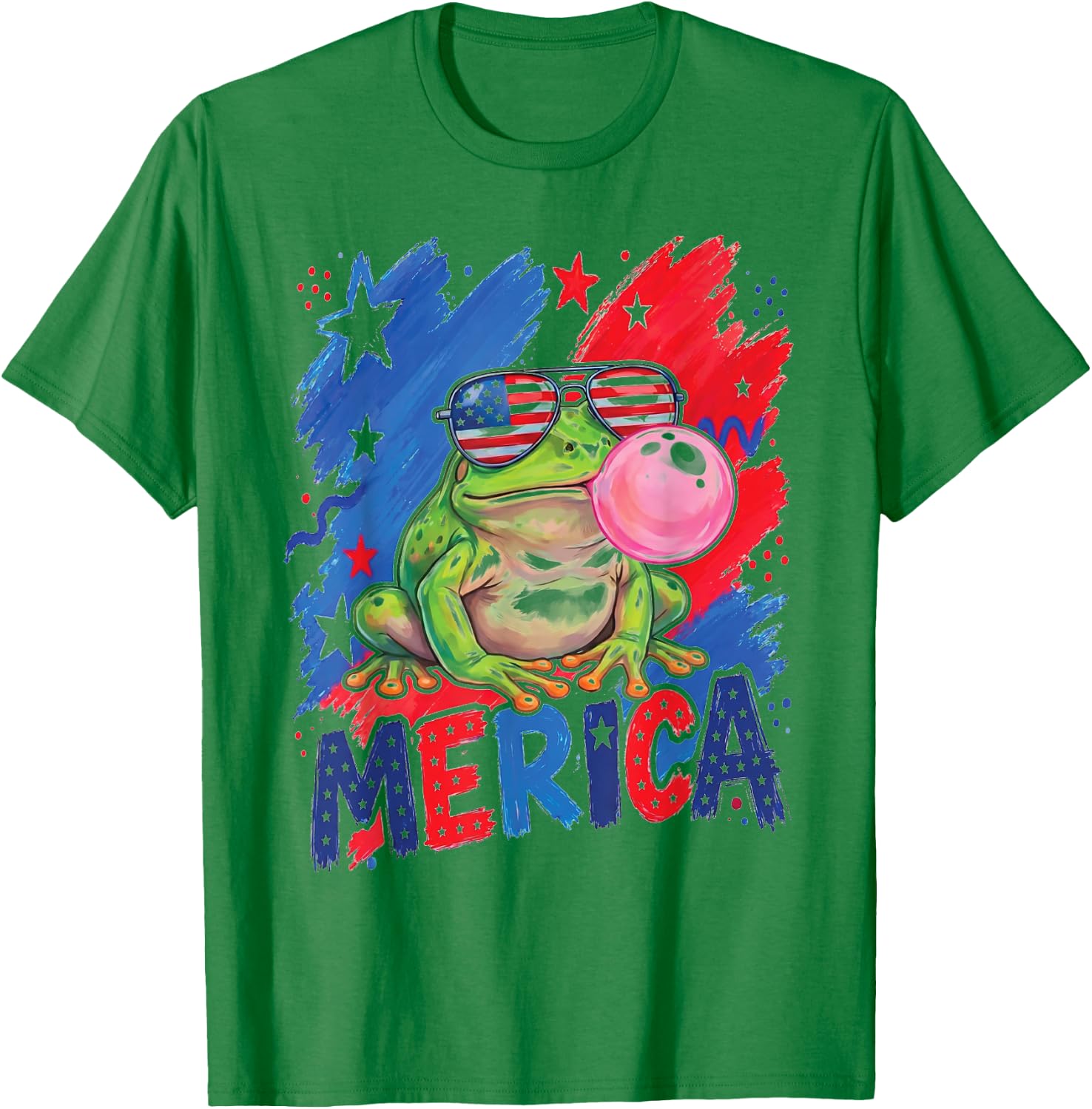 Frog 4th of July Men Women American Flag USA T-Shirt - T-Shirt | Irish Green