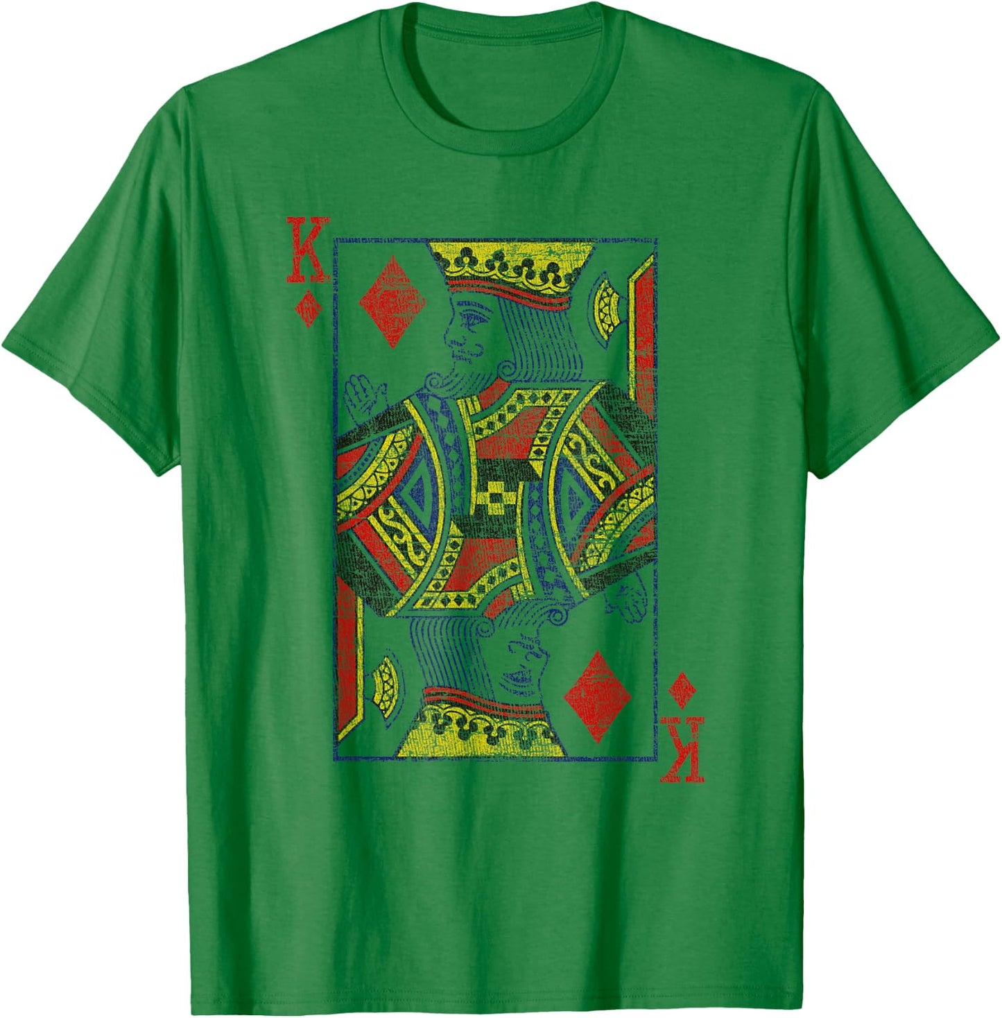 King Of Diamonds Playing Card Costume Poker Distressed T-Shirt - T-Shirt | Irish Green