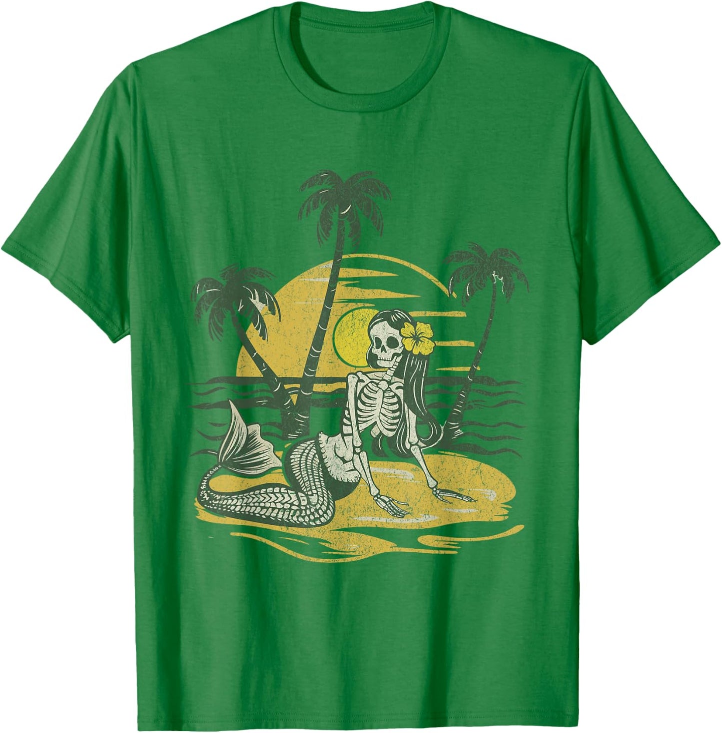 Classic Skeleton Sunset Mermaid Beach Vibes Women T-Shirt - T-Shirt | Irish Green