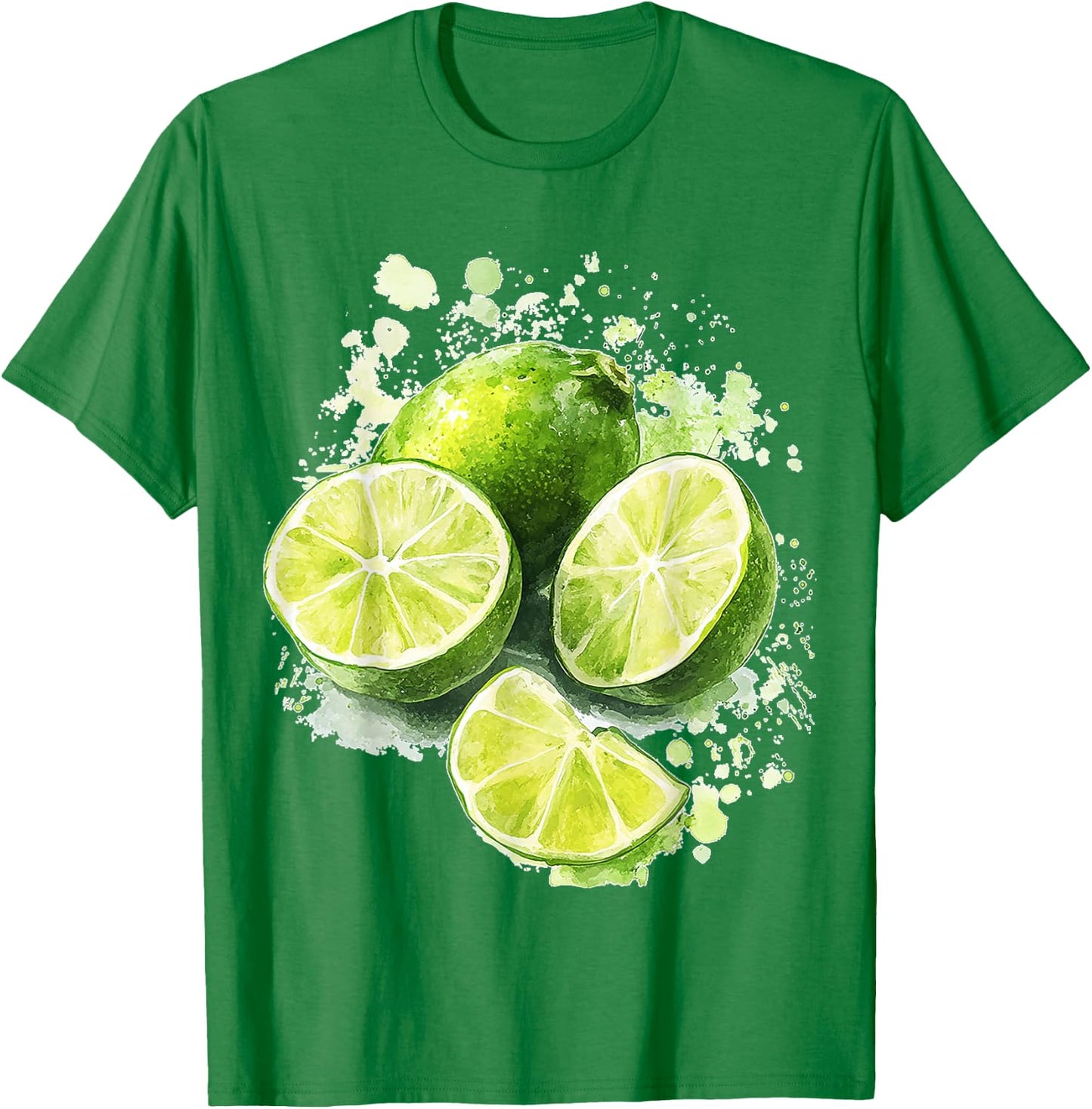 Lime Fruit Graphic Watercolor Art Lime , White T-Shirt - T-Shirt | Irish Green