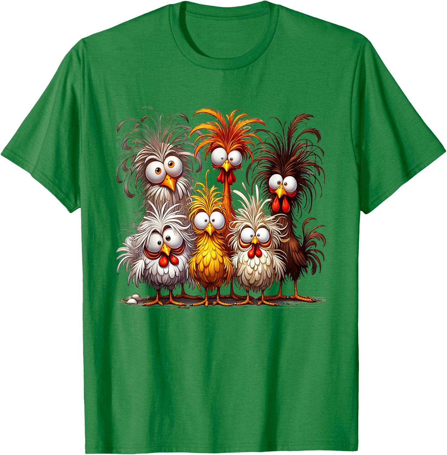 Funny Eagerly Quirky Chicken Art T-Shirt - T-Shirt | Irish Green
