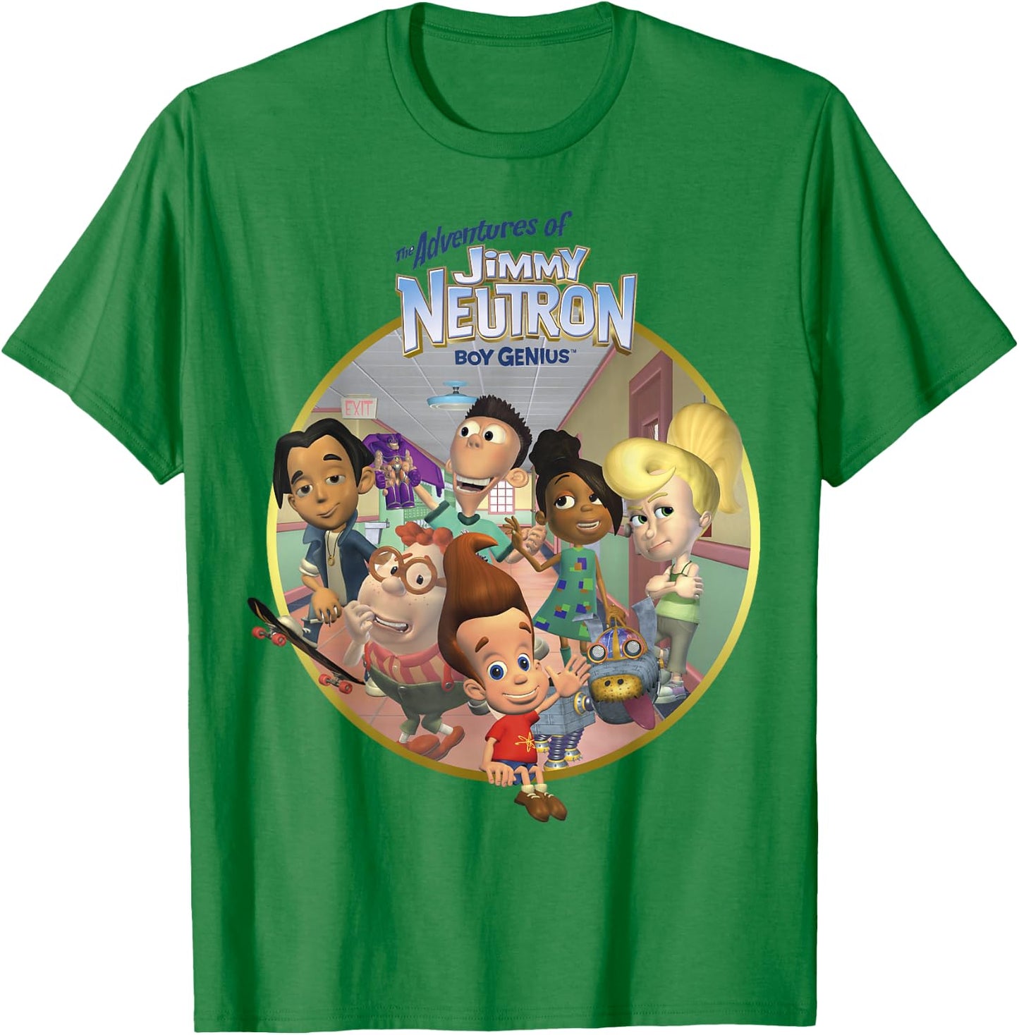 Nickelodeon Jimmy Neutron Friends in The Hallway T-Shirt - T-Shirt | Irish Green