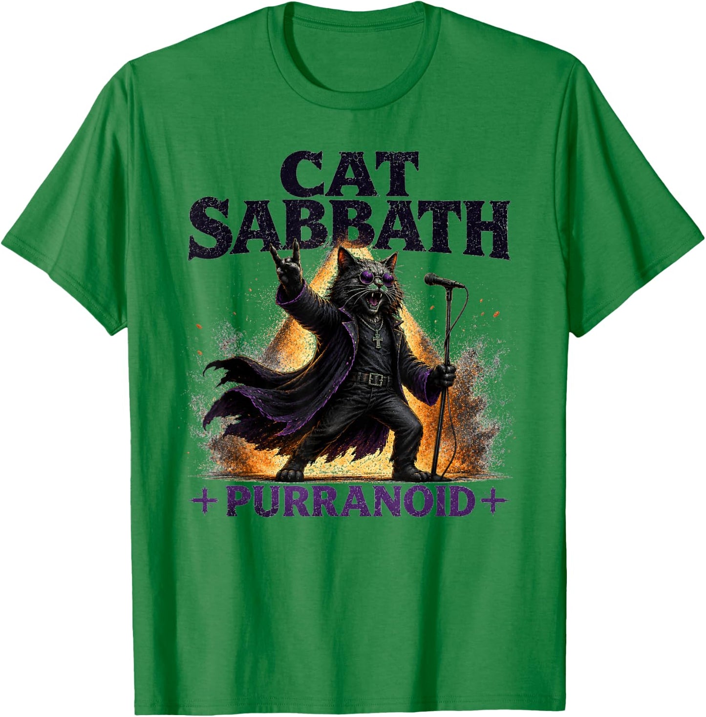 Cat Sabbath Purranoid - Funny Rock Cat T-Shirt - T-Shirt | Irish Green