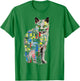 Chat Abstrait Graphique Texte Illustration Animal Chat T-Shirt - T-Shirt | Irish Green