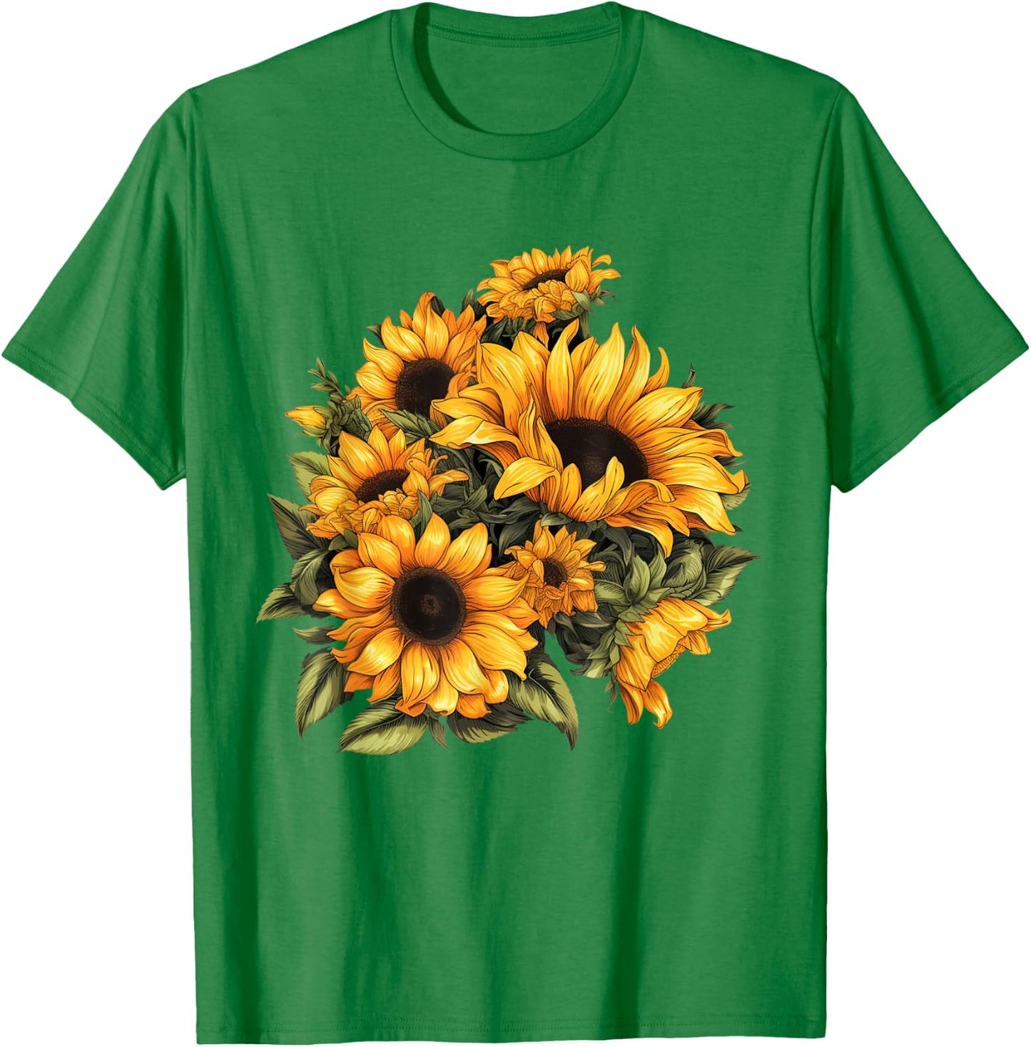Yellow Sunflower Cute summer Sun flowers Floral Positivity T-Shirt - T-Shirt | Irish Green