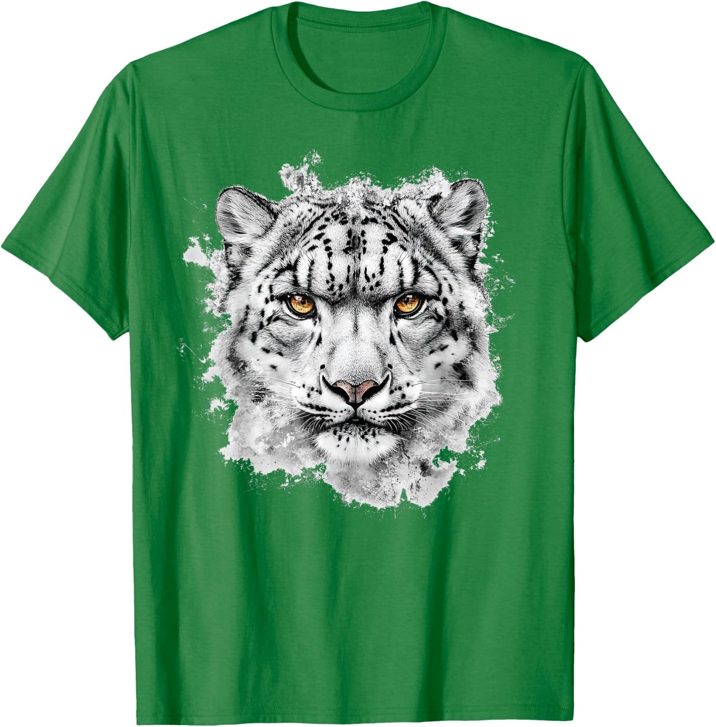 Snow Leopard Face T-Shirt - T-Shirt | Irish Green