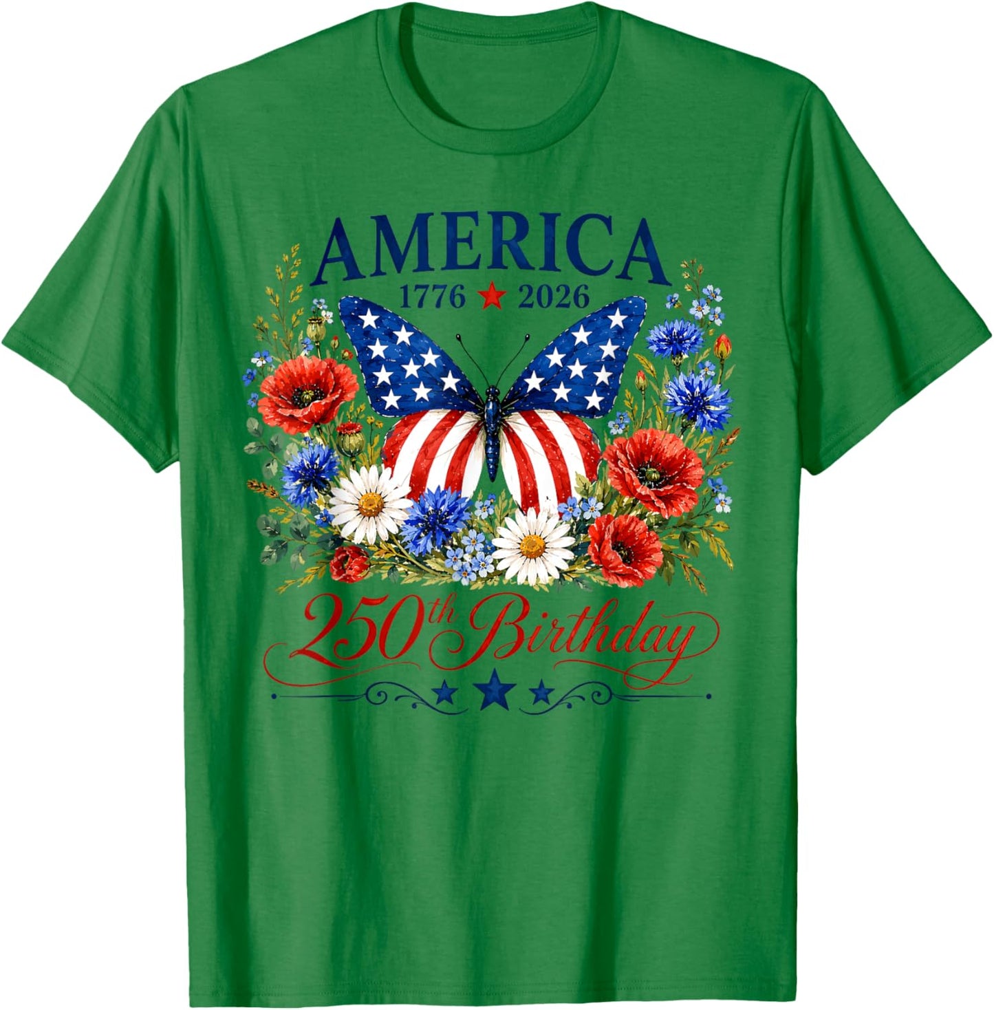 250th Anniversary USA Women 250 Years American 4th of July T-Shirt - T-Shirt | Irish Green