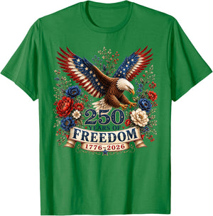 250 Years of Freedom Eagle 250th Anniversary USA 4th of July T-Shirt - T-Shirt | Irish Green