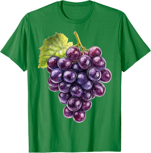 Grapes Fruit Motif Art Grapes T-Shirt - T-Shirt | Irish Green