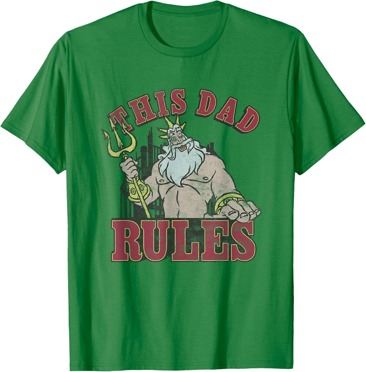 Disney The Little Mermaid Father's Day This Dad Rules Retro T-Shirt - T-Shirt | Irish Green