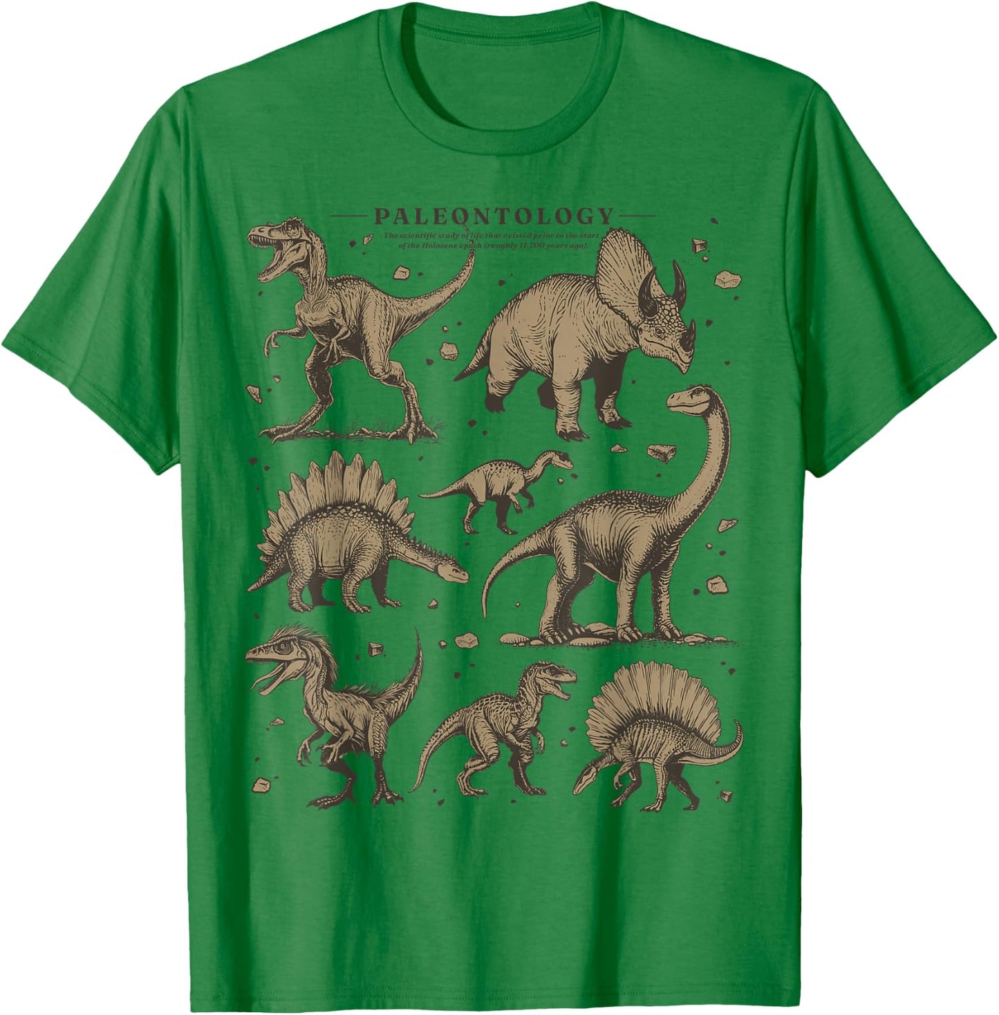 Paleontology Dinosaur Nerdy Science Teacher Vintage Graphic T-Shirt - T-Shirt | Irish Green