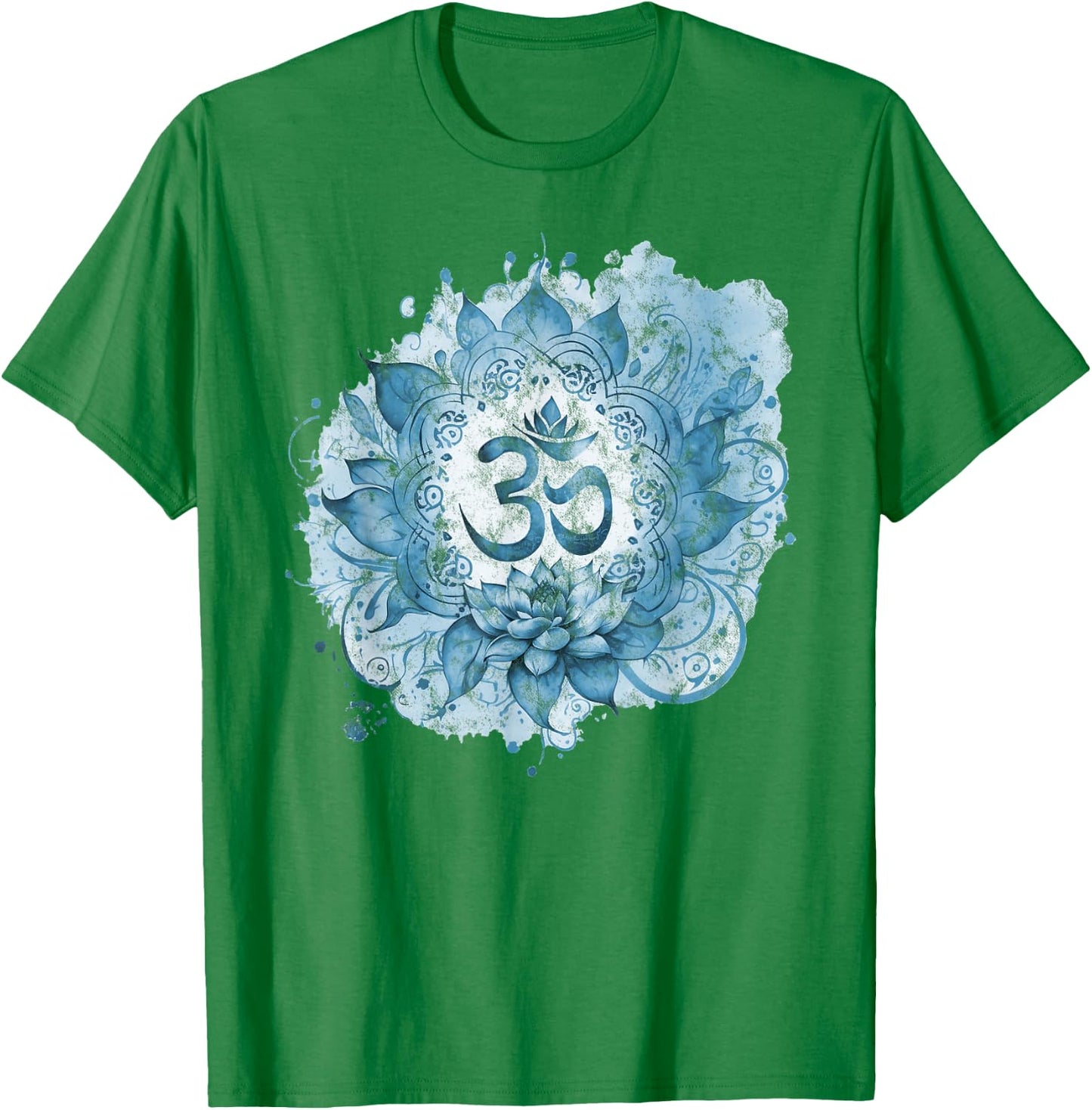 Om Mantra, Lotus, Buddhismus, Yoga, spirituelles Symbol, Spritzer T-Shirt - T-Shirt | Irish Green