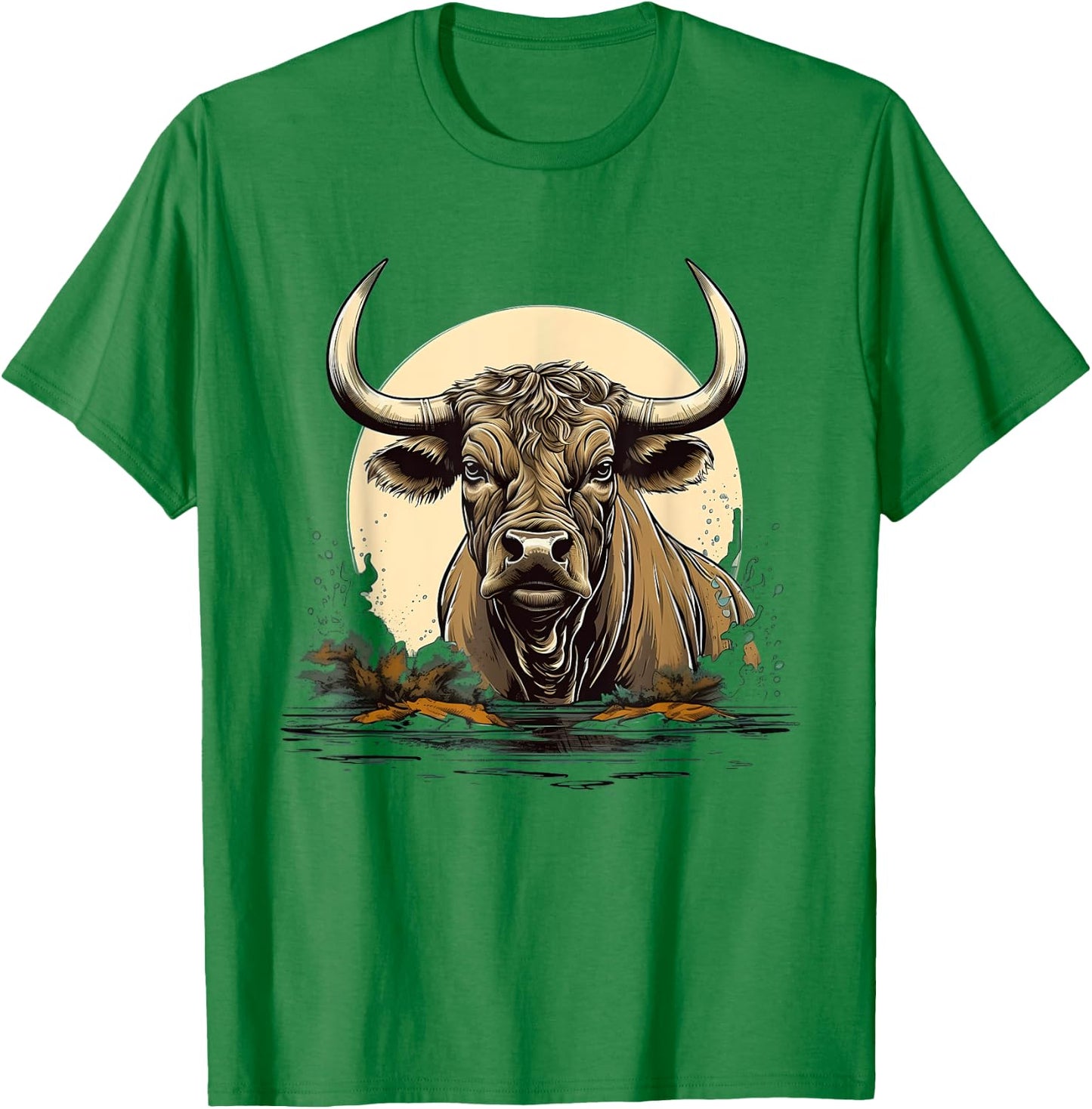 Retro Style Water Buffalo T-Shirt - T-Shirt | Irish Green