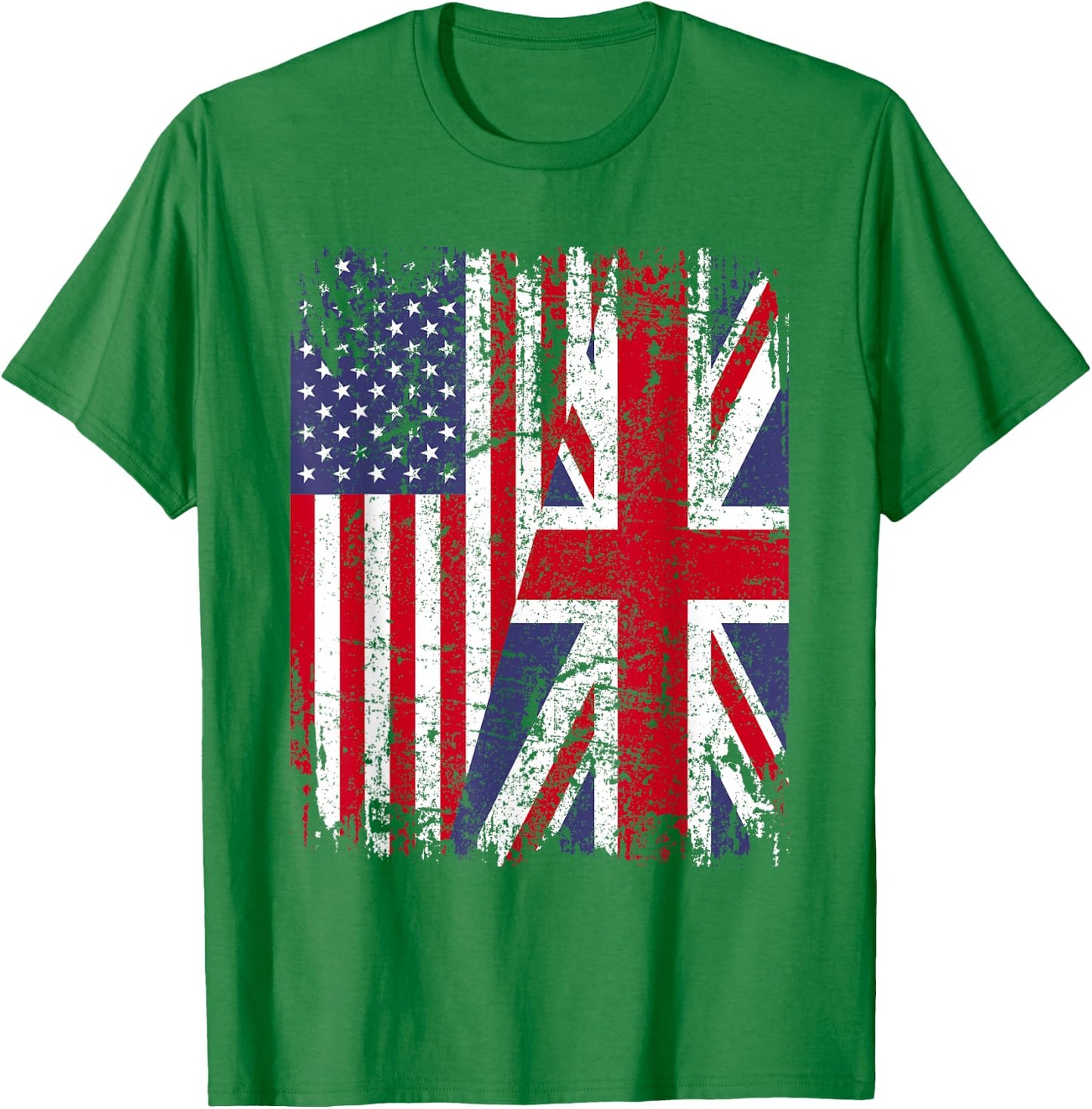 BRITISH ROOTS | Half American Flag | BRITAIN UK T-Shirt - T-Shirt | Irish Green