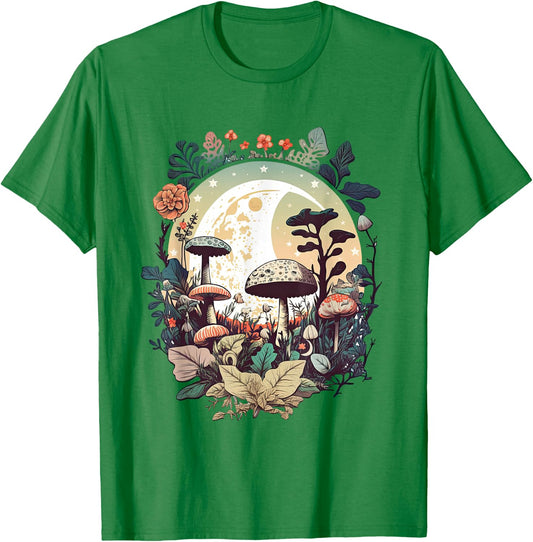 Aesthetic Goblincore and dark Cottagecore Mushroom T-Shirt - T-Shirt | Irish Green