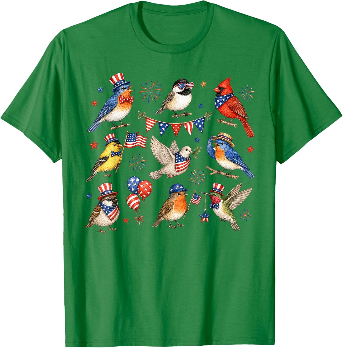 Patriotic Bird Lover Bird Watching 4th of July Independence T-Shirt - T-Shirt | Irish Green