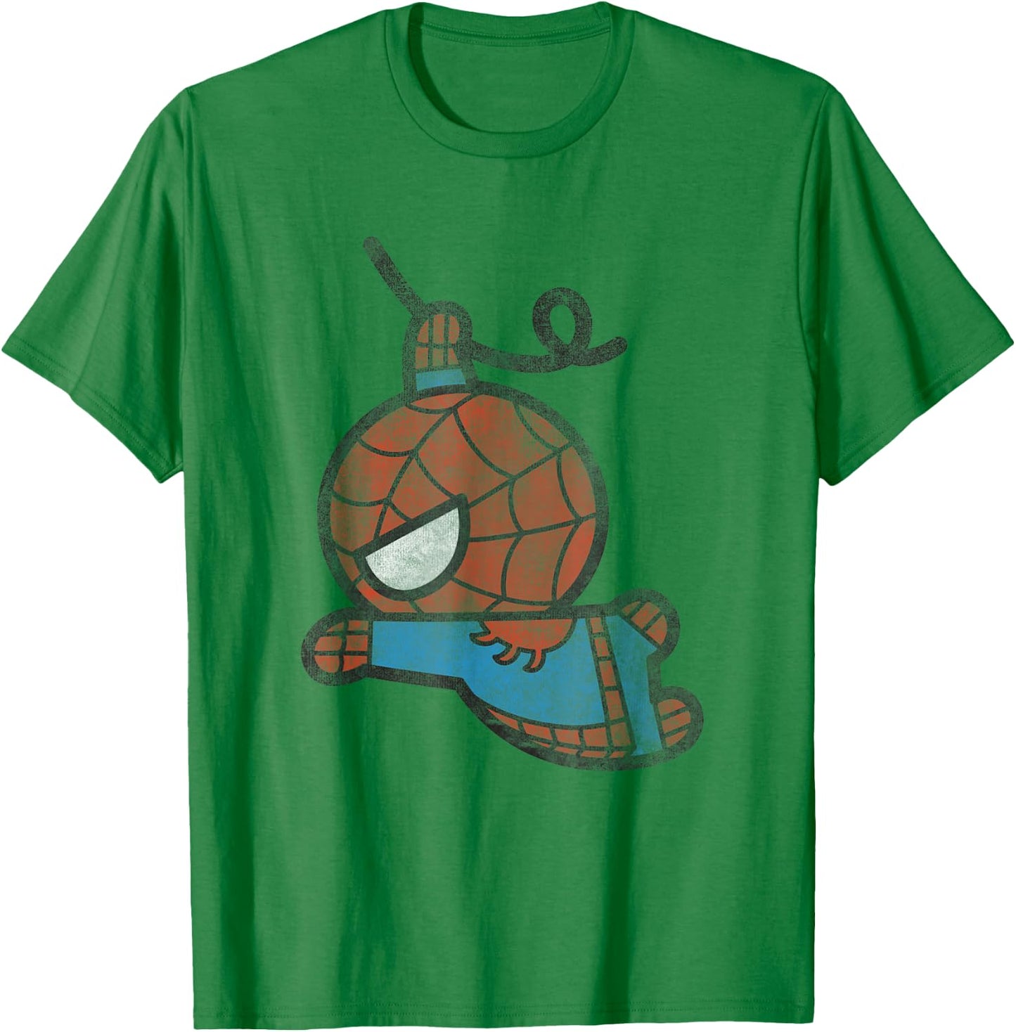 Marvel Kawaii Chibi Spider-Man Swinging To Fight Distressed T-Shirt - T-Shirt | Irish Green