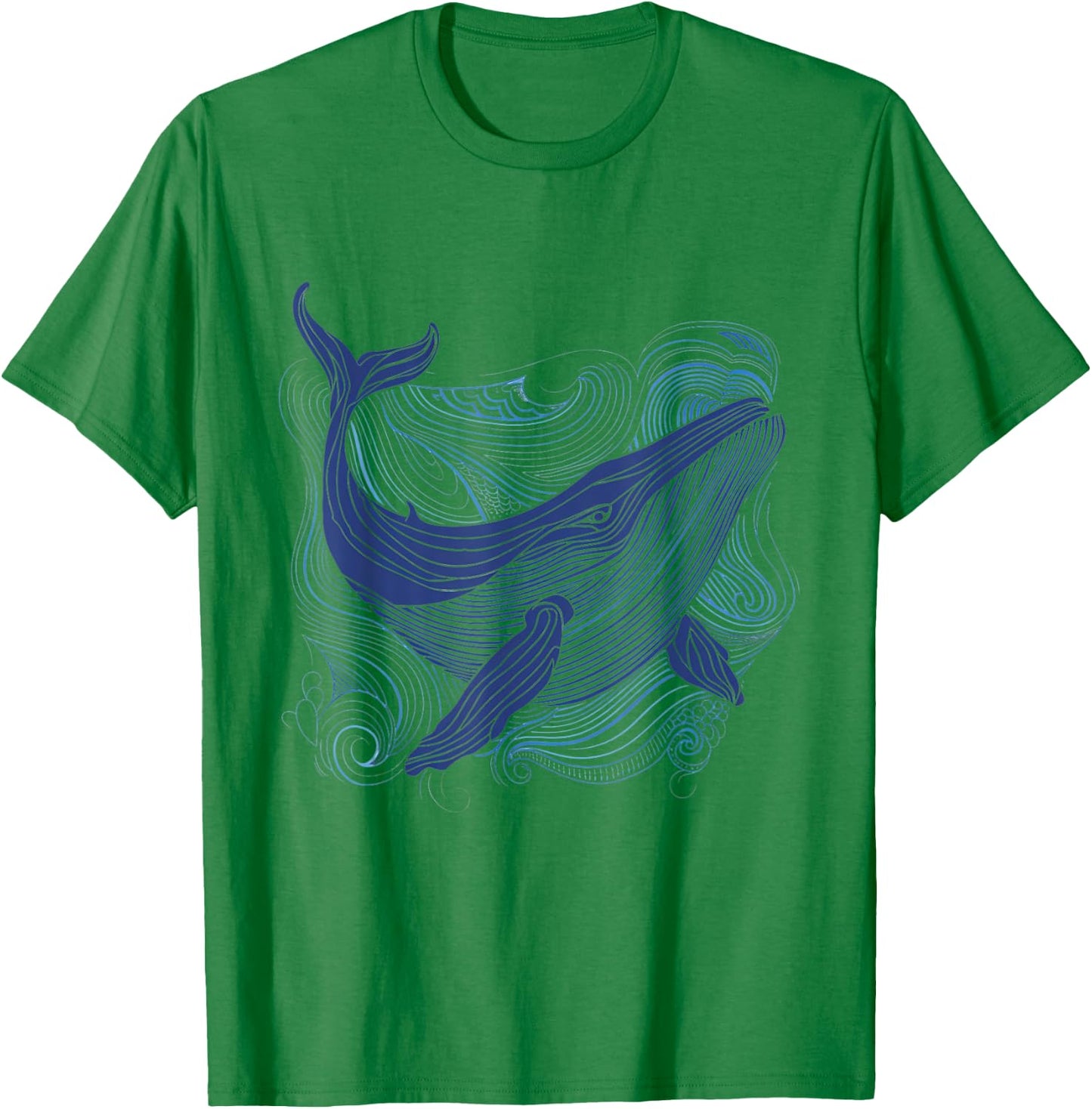 Blue Whale 52 Hz Leaping Over Rainbow Waves T-Shirt - T-Shirt | Irish Green
