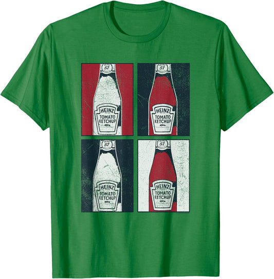 Heinz Tomato Ketchup Vintage Retro Frames Big Chest Poster T-Shirt - T-Shirt | Irish Green