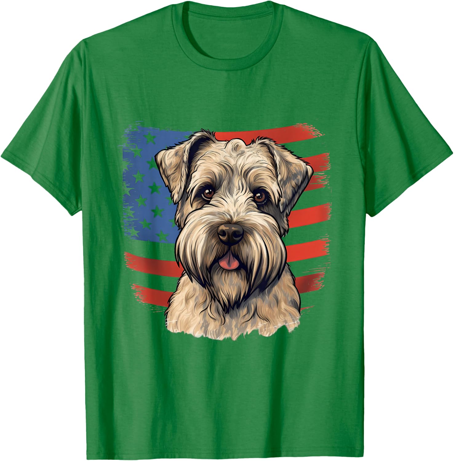 4th Of July US Flag Soft-Coated Wheaten Terrier Dog T-Shirt - T-Shirt | Irish Green