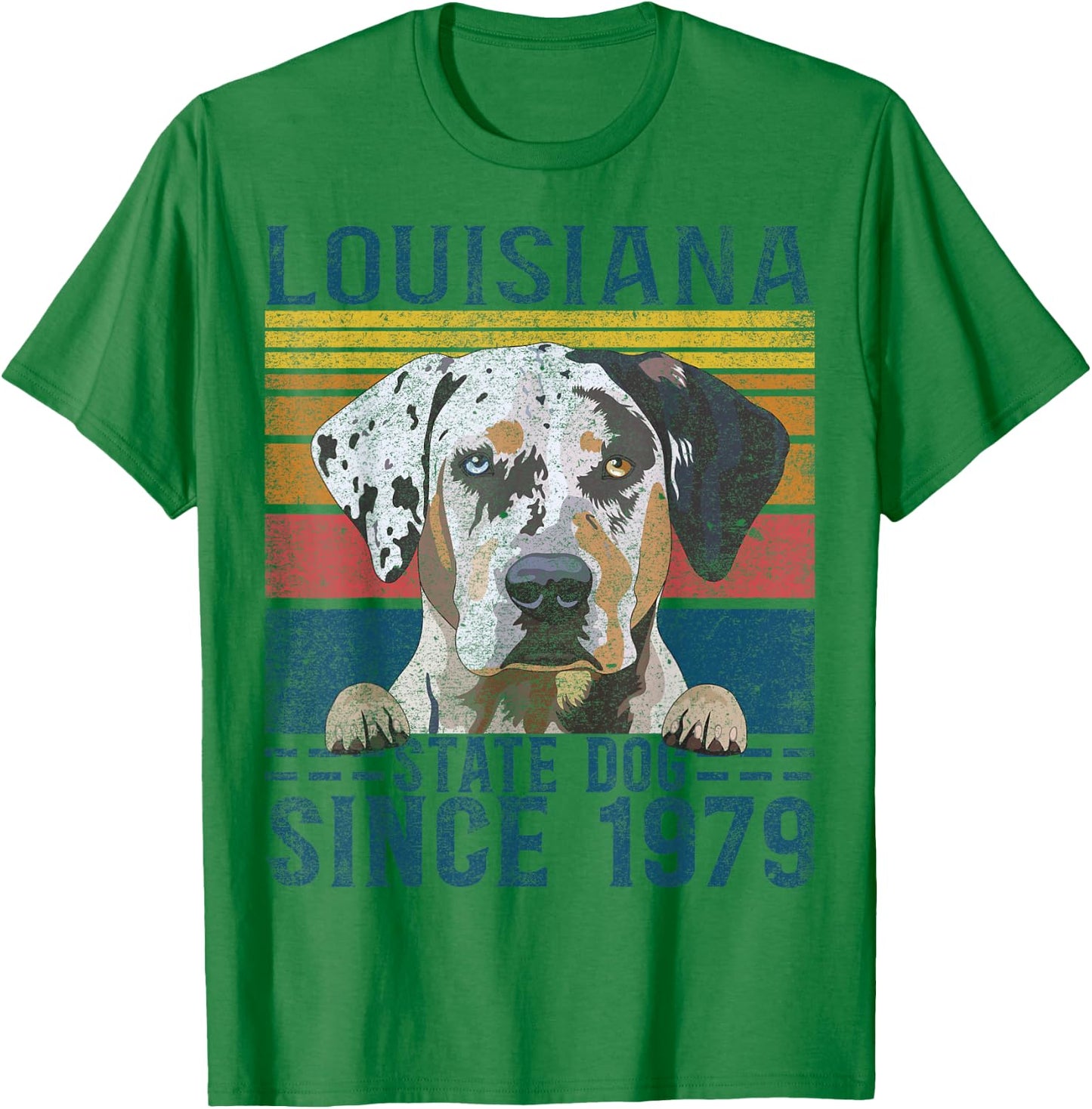 Louisiana Catahoula Leopard Dog US State Dog Fan Lover Retro T-Shirt - T-Shirt | Irish Green