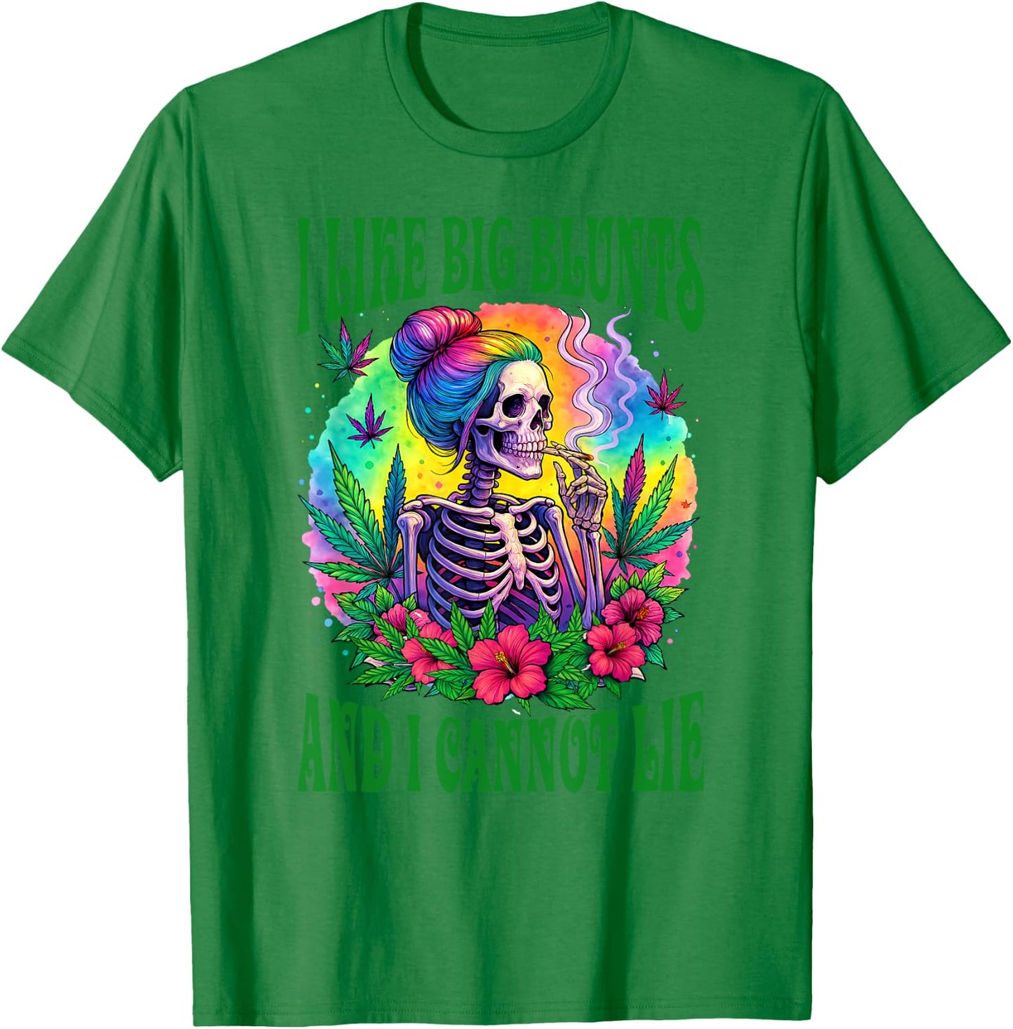 Cannabis Weed Lover Skeleton I Like Big Blunts I Cannot Lie T-Shirt - T-Shirt | Irish Green