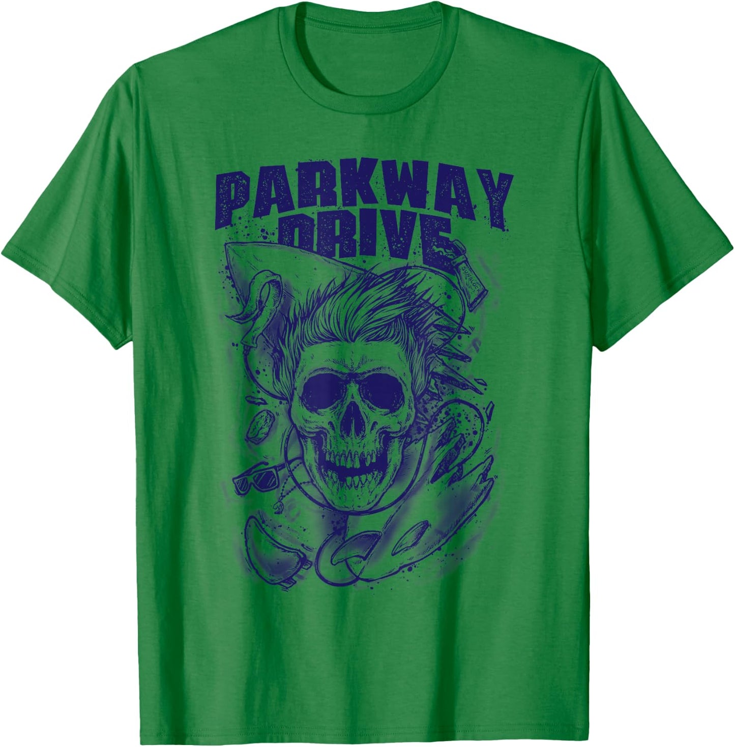 Parkway Drive - Official Merchandise - Surfer Skull - White T-Shirt - T-Shirt | Irish Green