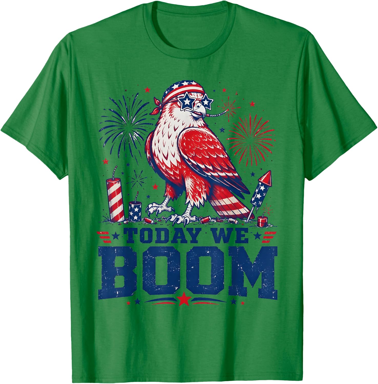 Retro Funny 4th of July Eagle Beer Today We Boom Fireworks T-Shirt - T-Shirt | Irish Green
