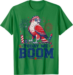 Retro Funny 4th of July Eagle Beer Today We Boom Fireworks T-Shirt - T-Shirt | Irish Green