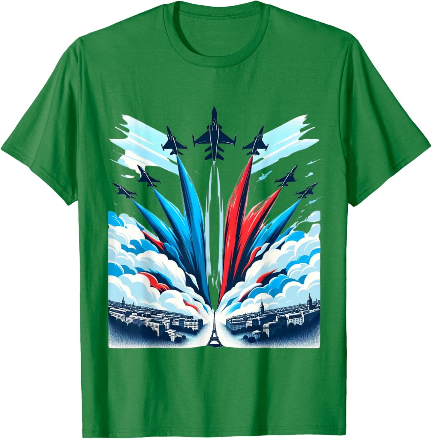 French National Day Bastille Airplane , white, S T-Shirt - T-Shirt | Irish Green