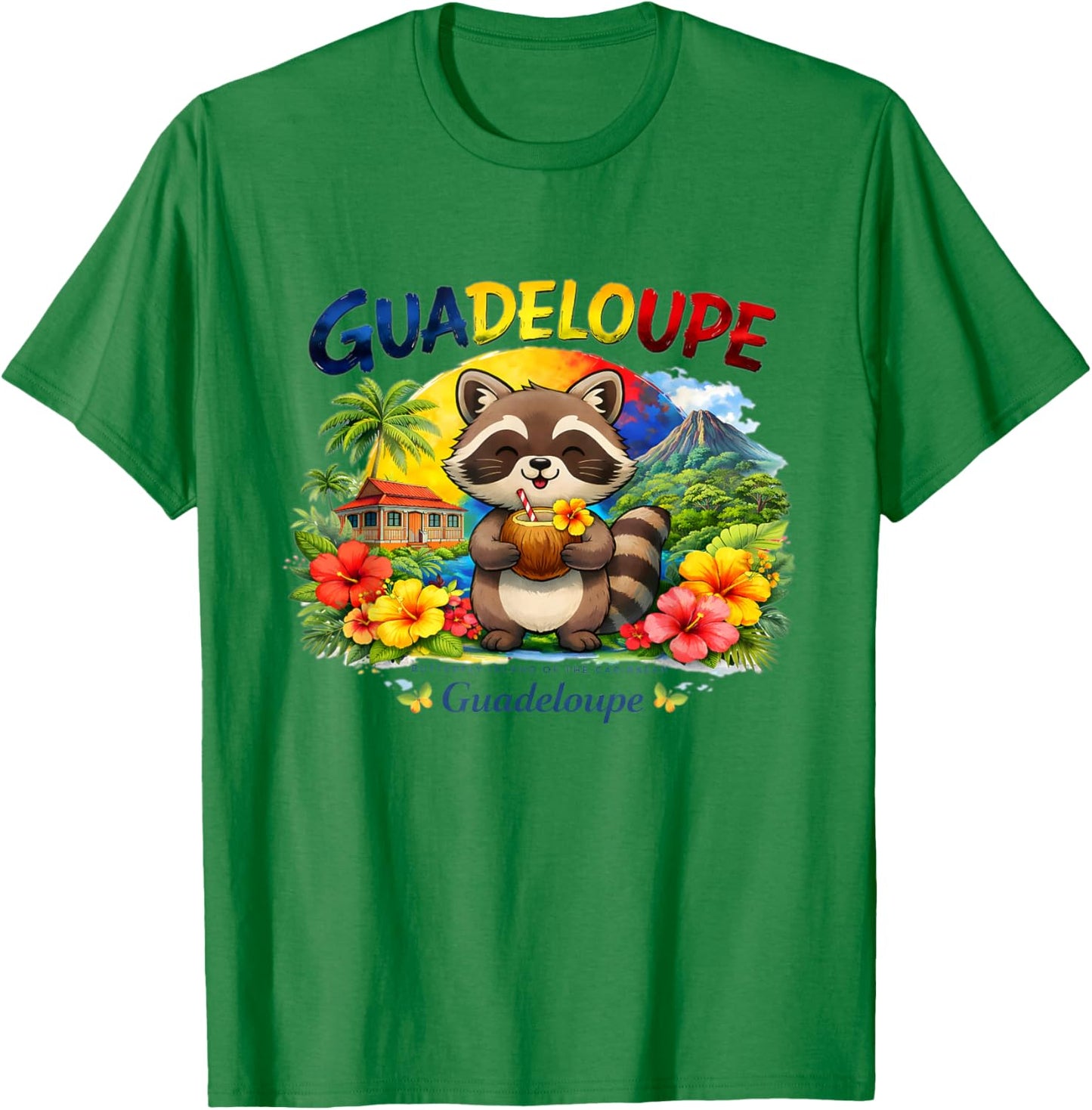 Guadeloupe Drapeau Carte Graphique Fille T-Shirt - T-Shirt | Irish Green