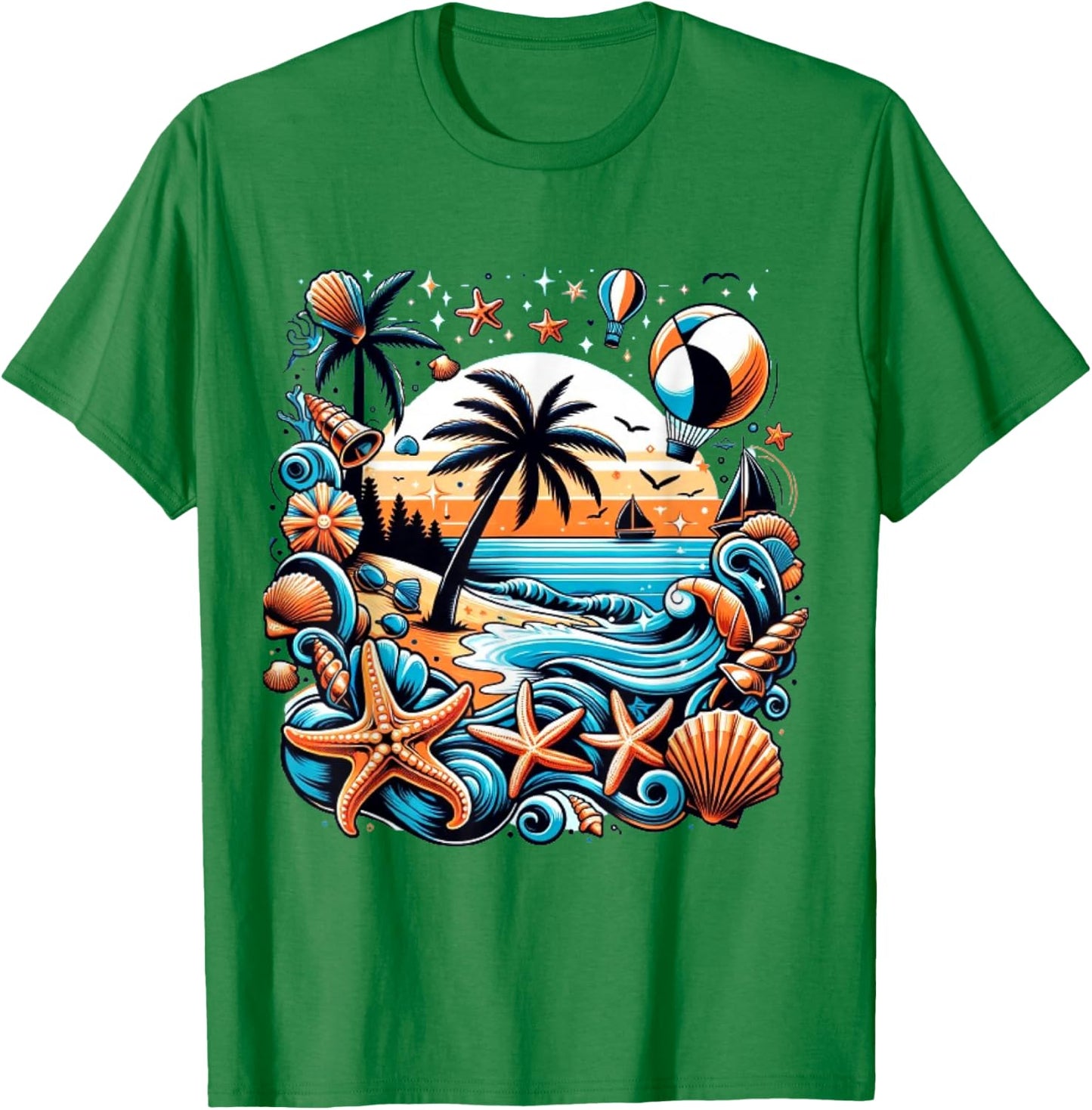 Ocean Themed Blue Starfish and Shells Women's , white, S T-Shirt - T-Shirt | Irish Green
