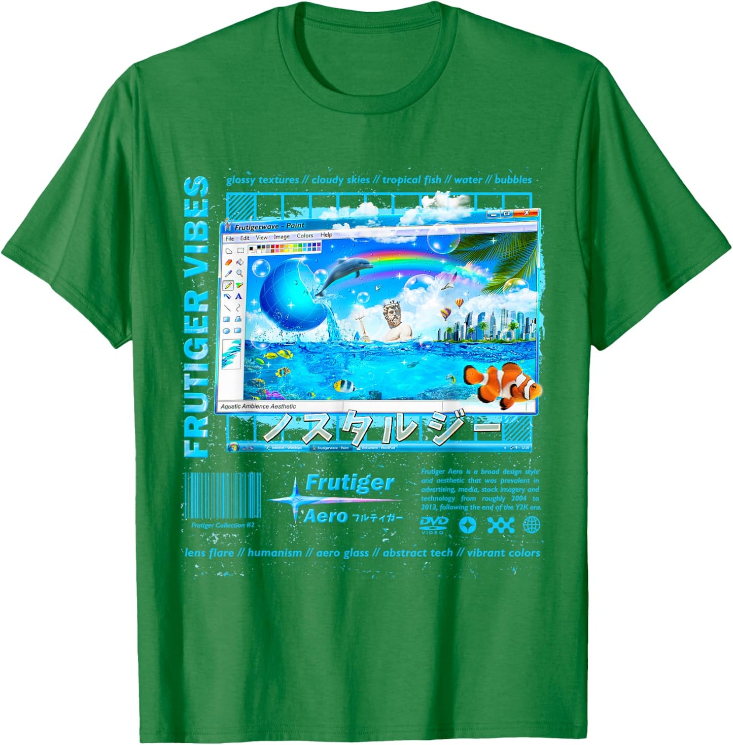 Frutiger Aero Fashion Collection - Frutiger Vibes , white, S T-Shirt - T-Shirt | Irish Green