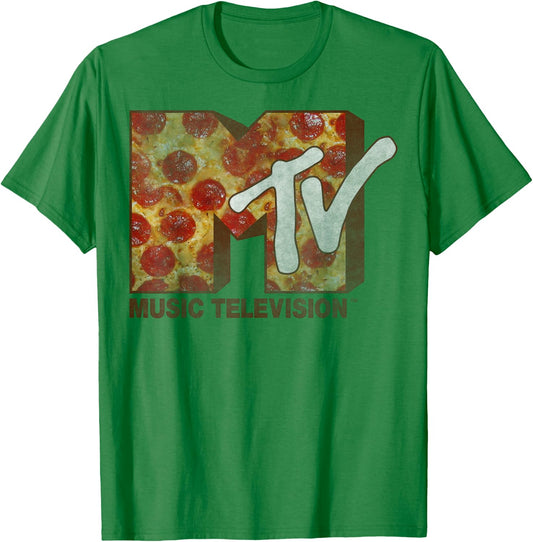 MTV Pepperoni Pizza Logo T-Shirt - T-Shirt | Irish Green