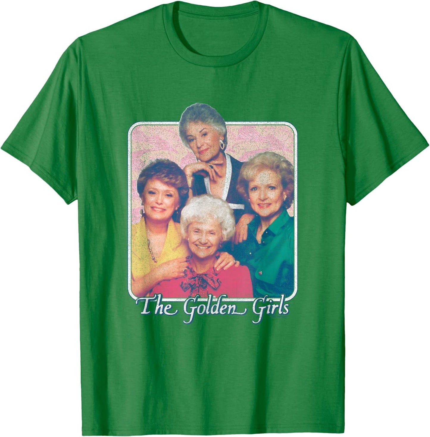 The Golden Girls Iconic Characters Group Shot Retro Poster , White T-Shirt - T-Shirt | Irish Green