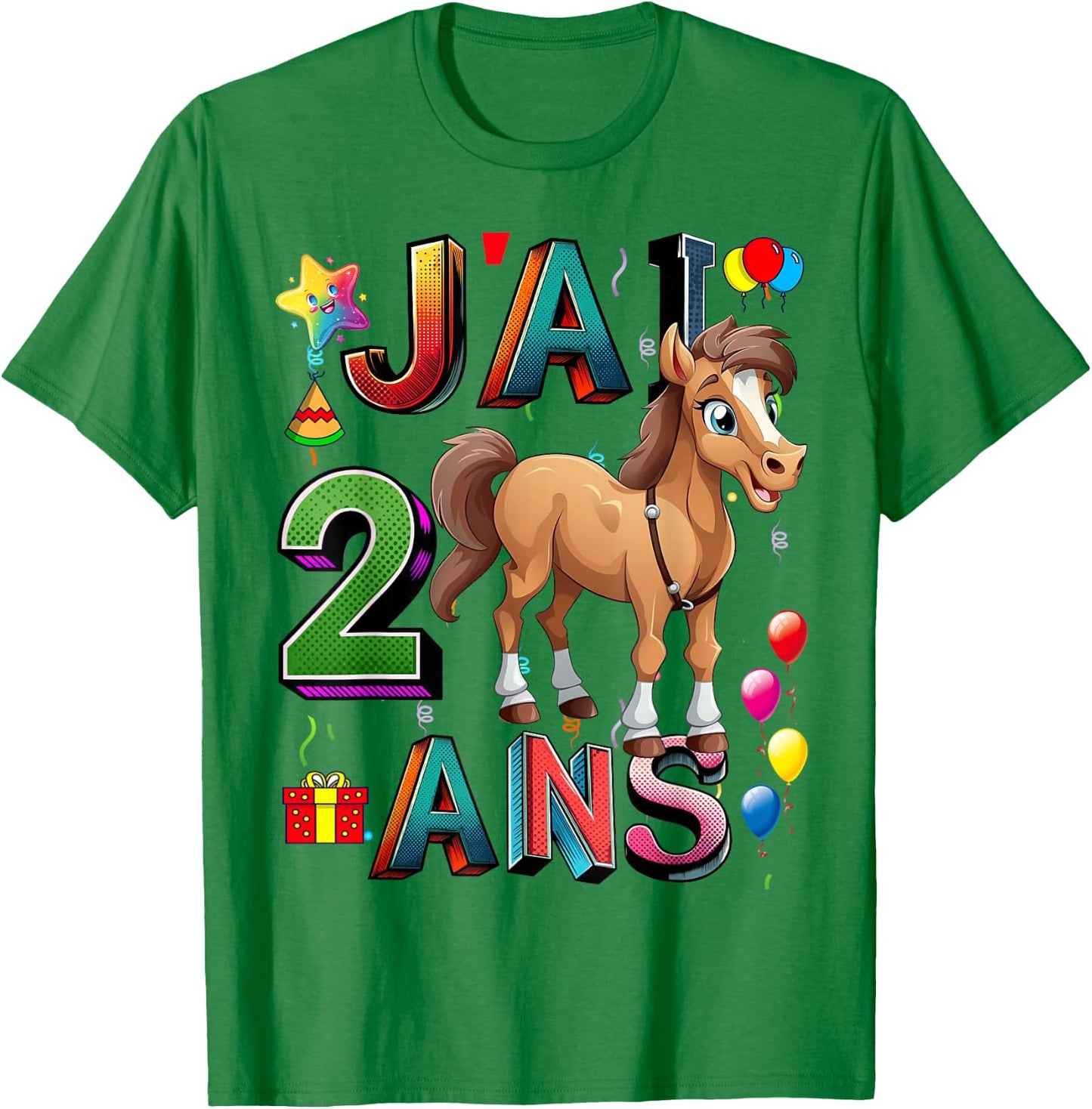 Child Horse Child 2 Years Birthday Boy Girl Horse , white, S T-Shirt - T-Shirt | Irish Green