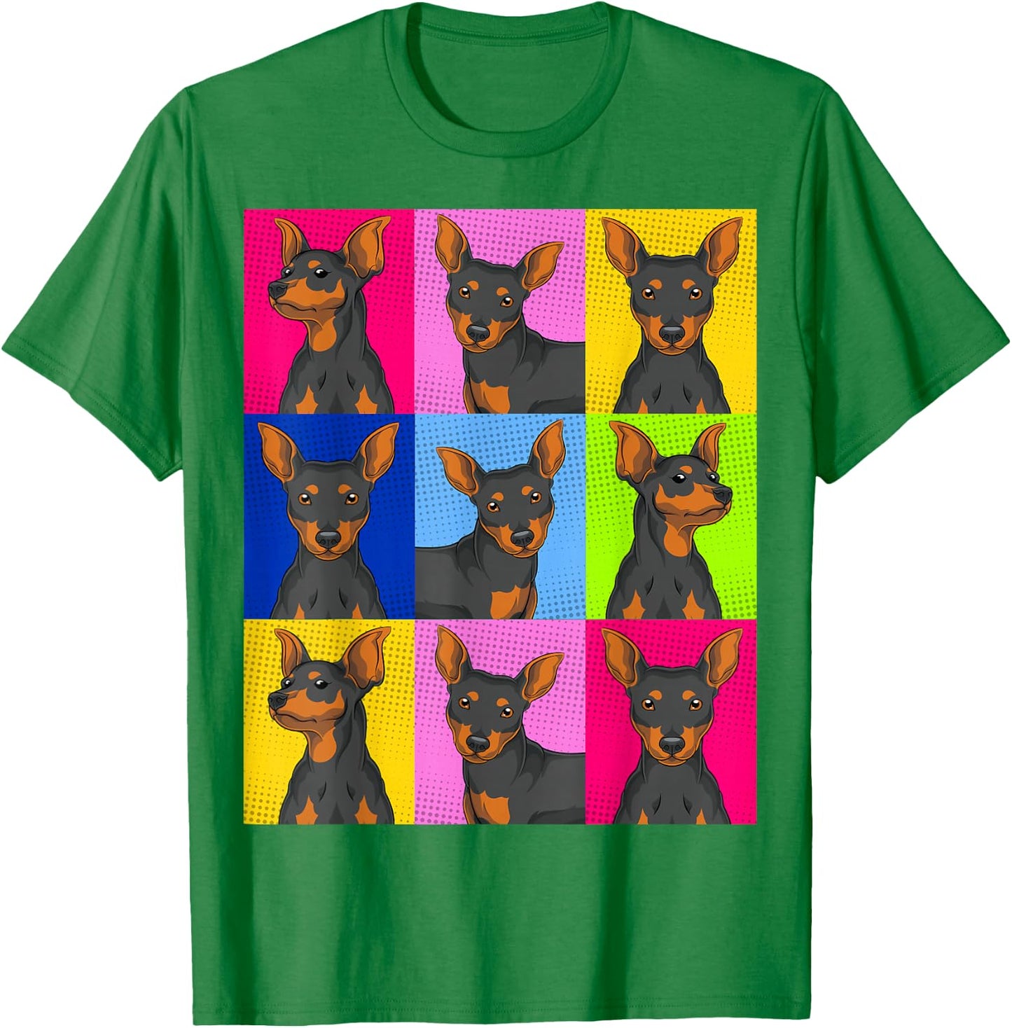 Dog Owner Animal Pet Min Pin Dog Lover Pop Art Min Pinscher T-Shirt - T-Shirt | Irish Green