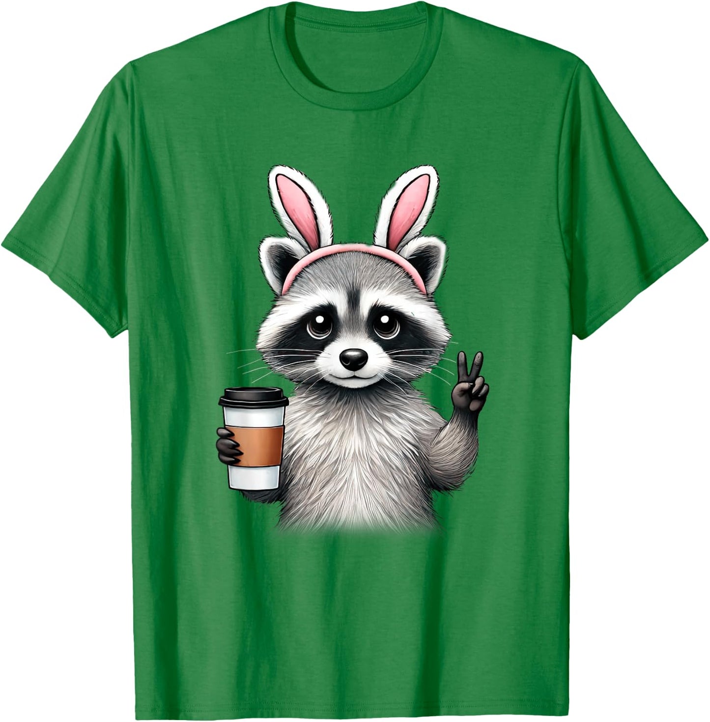 Happy Easter Bunny Raccoon Eggs Basket Women Teen Girl Kid T-Shirt - T-Shirt | Irish Green