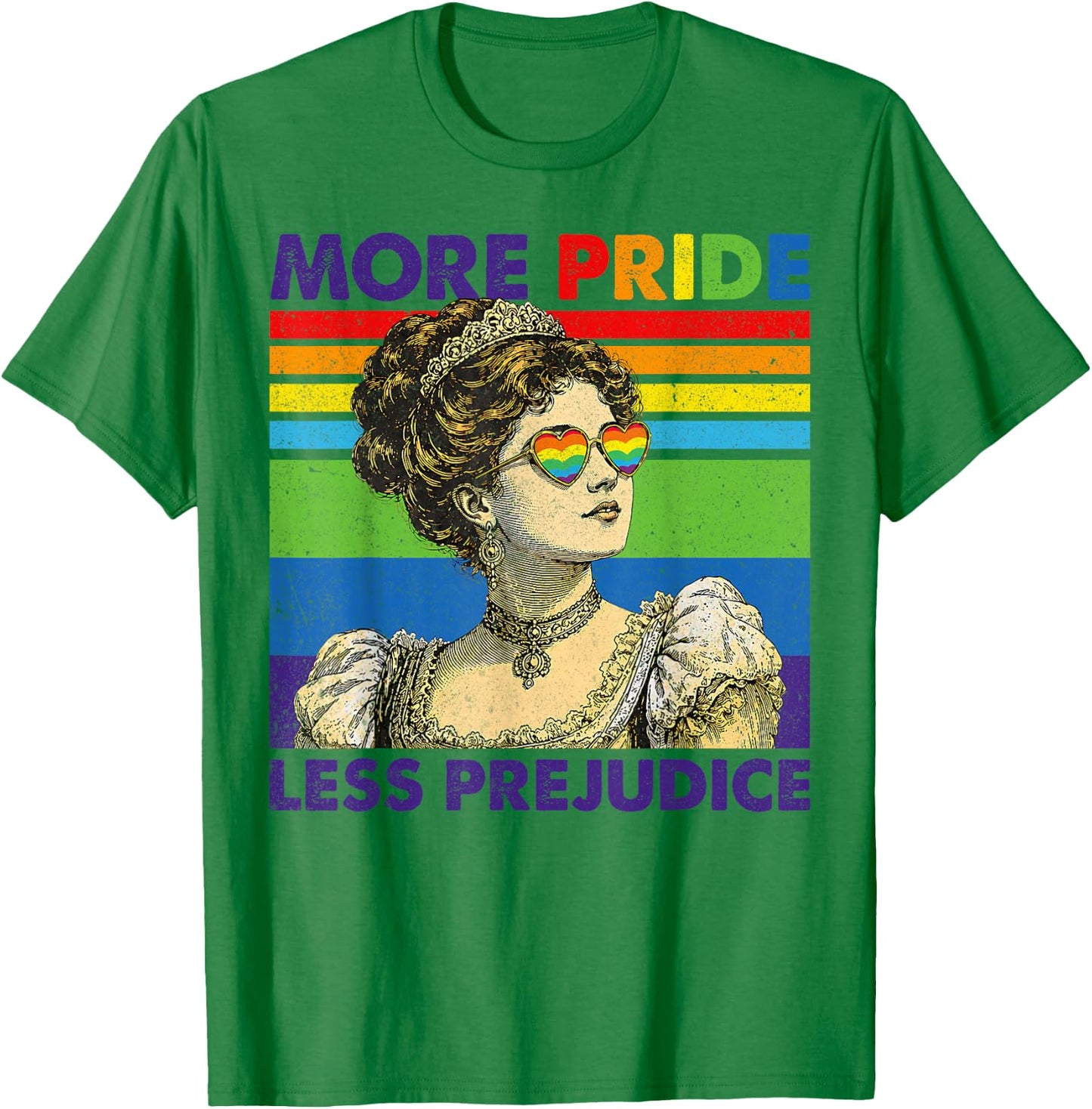 More Pride Less Prejudice Pride Month LGBTQ T-Shirt - T-Shirt | Irish Green