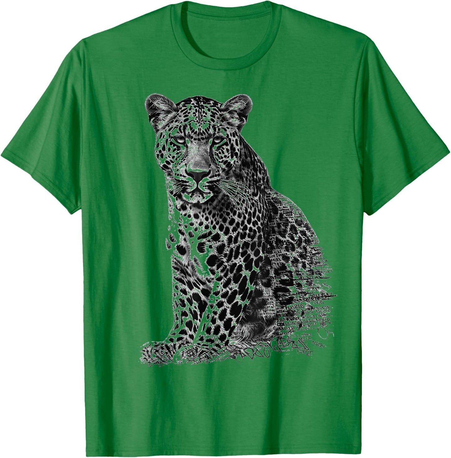 Leopard Drawing Text Animal Art Abstract Graphic Leopard T-Shirt - T-Shirt | Irish Green