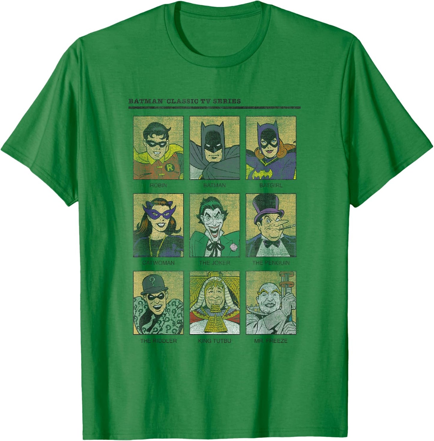 Batman Vintage 60's Heroes & Villains Comic Yearbook T-Shirt - T-Shirt | Irish Green